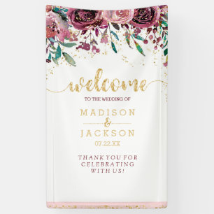 Banderoles Aquarelle Blush & Gold Mariage Floral Bienvenue