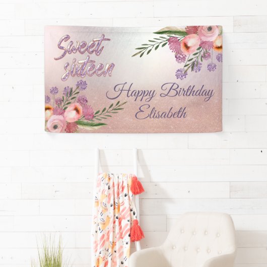 Banderoles Aquarelle boho moderne couleur florale douce 16 pa (En situation)