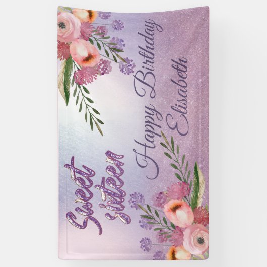 Banderoles Aquarelle boho moderne floral doux 16 bann de fête (Vertical)