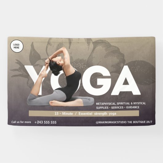 Banderoles Aquarelle boho Yoga Médiation instructeur guérisse (Horizontal)