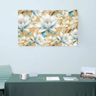 Banderoles Aquarelle botanique bleu blanc lily floral