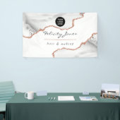 Banderoles Aquarelle chic Blanc et Rose Gold Agate Business (Salon professionnel)