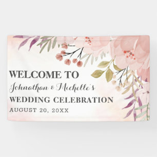 Banderoles Aquarelle Christian Blush rose Mariage Floral