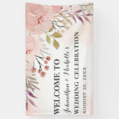 Banderoles Aquarelle Christian Blush rose Mariage Floral (Vertical)