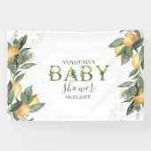 Banderoles Aquarelle Citrons Baby shower vert (Horizontal)