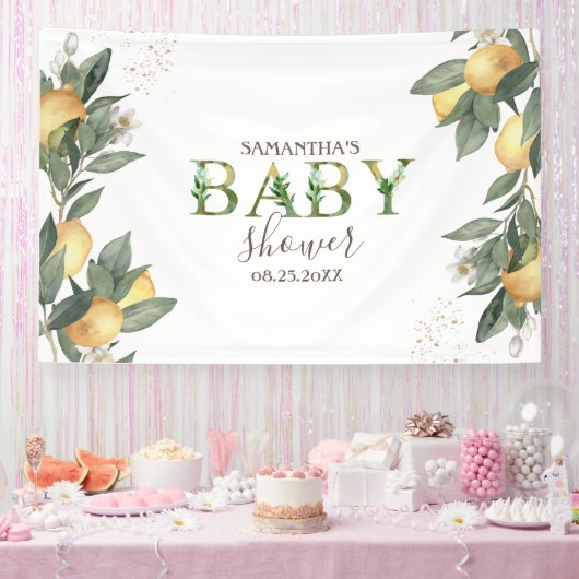 Banderoles Aquarelle Citrons Baby shower vert (Fête)