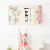 Banderoles Aquarelle Citrouille blanche et or Anniversaire (En situation)