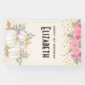 Banderoles Aquarelle Citrouille blanche et or Anniversaire (Horizontal)