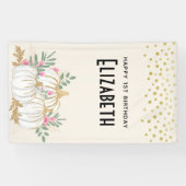 Banderoles Aquarelle Citrouille blanche et or Anniversaire (Horizontal)