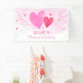 Banderoles Aquarelle Coeurs Anniversaire (En situation)