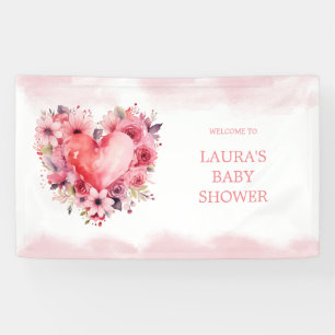 Banderoles Aquarelle Coeurs Petit Baby shower amoureux