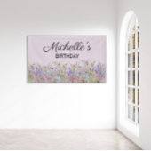 Banderoles Aquarelle colorée Fleurs sauvages violet Anniversa