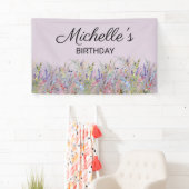 Banderoles Aquarelle colorée Fleurs sauvages violet Anniversa (En situation)