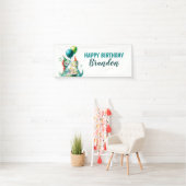 Banderoles Aquarelle Colorée Trex Dinosaur 1er anniversaire (En situation)