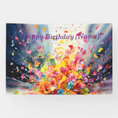 Banderoles Aquarelle Confetti Explosion Anniversaire Banne (Horizontal)