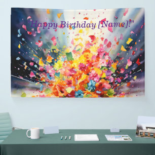 Banderoles Aquarelle Confetti Explosion Anniversaire Banne