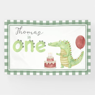 Banderoles Aquarelle Crocodile 1er anniversaire Bienvenue