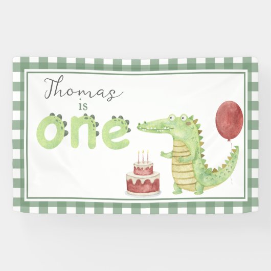 Banderoles Aquarelle Crocodile 1er anniversaire Bienvenue (Horizontal)