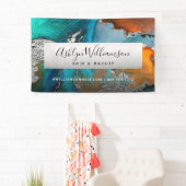 Banderoles Aquarelle d'agate d'argent moderne turquoise (En situation)