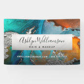 Banderoles Aquarelle d'agate d'argent moderne turquoise (Horizontal)