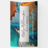 Banderoles Aquarelle d'agate d'argent moderne turquoise (Vertical)