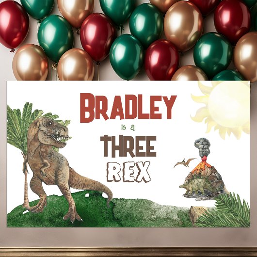 Banderoles Aquarelle d'anniversaire de trois Rex
