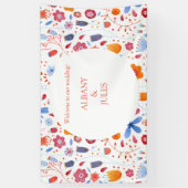 Banderoles Aquarelle de la feuille de fleurs (Vertical)