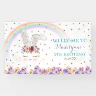Banderoles Aquarelle de lapin arc-en-ciel Floral Lapin Annive
