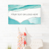 Banderoles Aquarelle de Parties scintillant d'argent moderne  (En situation)