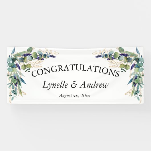 Banderoles Aquarelle d'été Mariage floral (Horizontal)