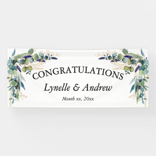 Banderoles Aquarelle d'été Mariage floral (Horizontal)