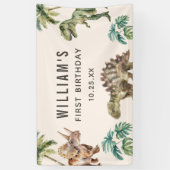 Banderoles Aquarelle Dinosaur 1er fête d'anniversaire (Vertical)