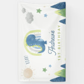 Banderoles Aquarelle Dinosaur Roar T Rex 1ère fête d'annivers (Vertical)