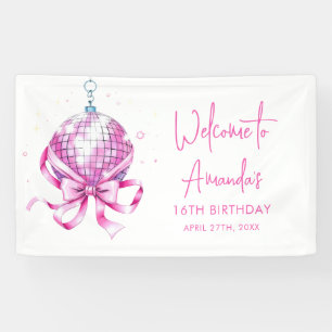 Banderoles Aquarelle Disco Rose Coquette Sweet 16 Anniversair