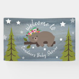 Banderoles Aquarelle dormante Baby shower d'ours Floral