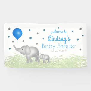 Banderoles Aquarelle Elephant Boy Baby shower Bienvenue