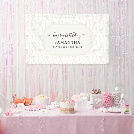 Banderoles Aquarelle fantaisie Blanc Bow Anniversaire (Fête)