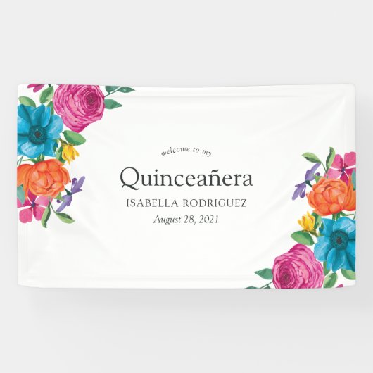 Banderoles Aquarelle Fiesta Quinceañera (Horizontal)