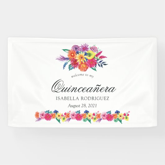Banderoles Aquarelle Fiesta Quinceañera (Horizontal)