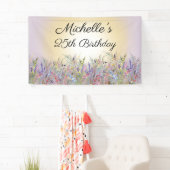Banderoles Aquarelle Fleur sauvage soleil violet Anniversaire (En situation)