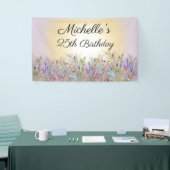 Banderoles Aquarelle Fleur sauvage soleil violet Anniversaire (Salon professionnel)