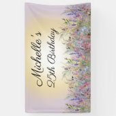 Banderoles Aquarelle Fleur sauvage soleil violet Anniversaire (Vertical)
