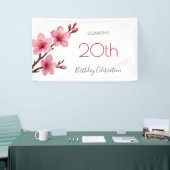 Banderoles Aquarelle Fleurs de cerisier rose blanc (Salon professionnel)