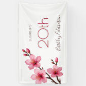 Banderoles Aquarelle Fleurs de cerisier rose blanc (Vertical)