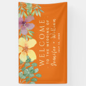 Banderoles Aquarelle Floral Mariage Bienvenue (Vertical)