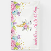 Banderoles Aquarelle Floral Unicorne Anniversaire (Vertical)