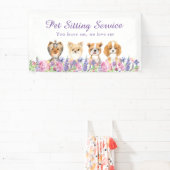 Banderoles Aquarelle Florale Chien Animaux de compagnie assis (Insitu)