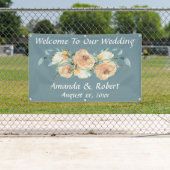 Banderoles Aquarelle Florale Mariage d'été bleu vert (En situation)