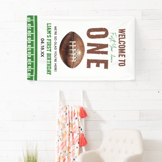 Banderoles Aquarelle Football première année en bas | Anniver (En situation)