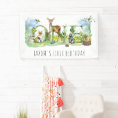 Banderoles Aquarelle Forêt forestière Animaux 1er anniversair (En situation)